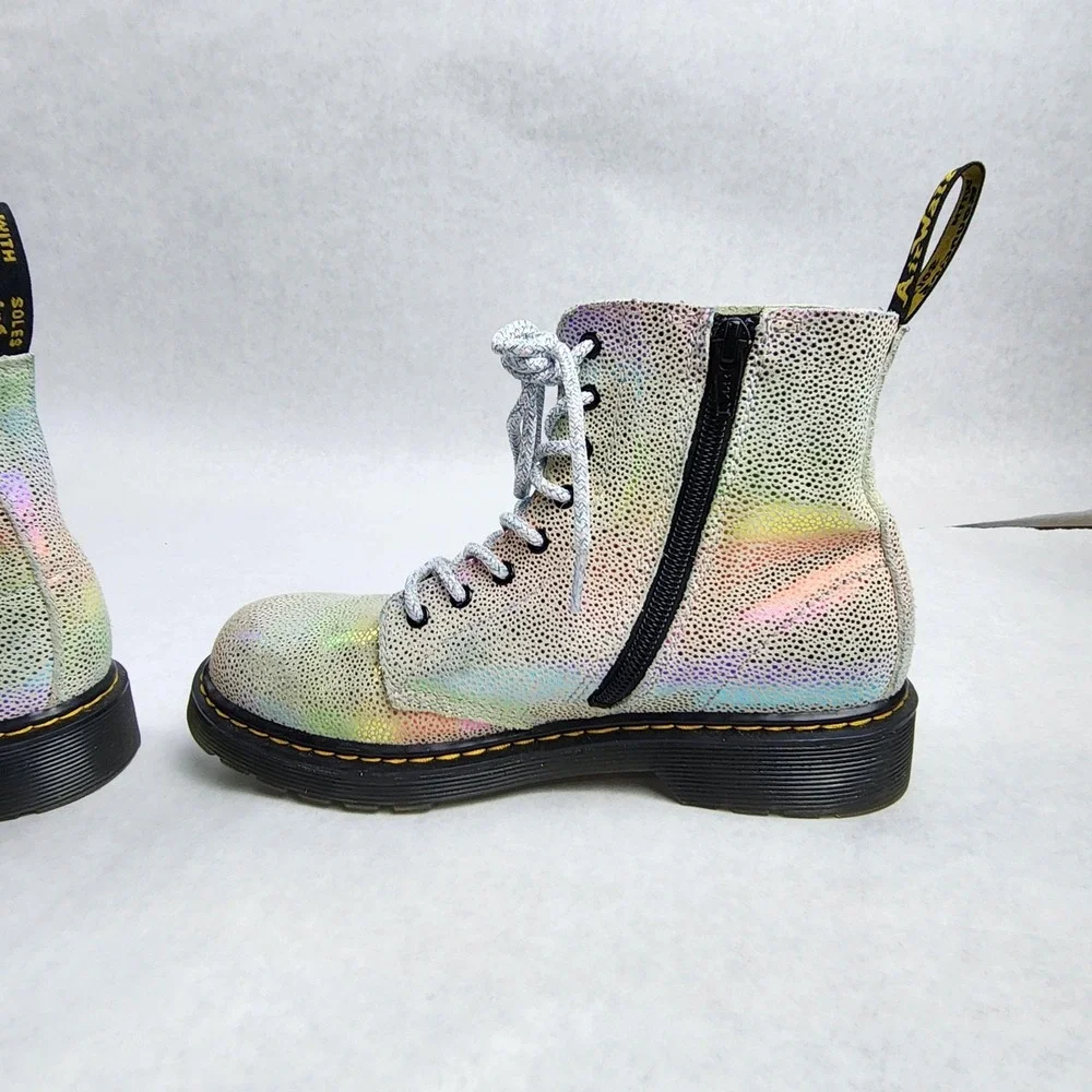 Dr. Martens 1460 Pascal J Iridescent Boots Size 3 UK 4M/5L EU 36 Rainbow Silver